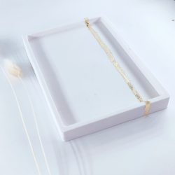 Παραλληλόγραμμος δίσκος πορσελάνης με φύλλα χρυσού - Image 4