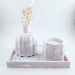Παραλληλόγραμμος δίσκος πορσελάνης με εφέ μαρμάρου - Image 5