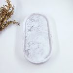 Οβάλ δίσκος πορσελάνης με εφέ μαρμάρου