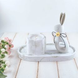 Σετ δώρου πορσελάνης πράσινης με κερί σόγιας σε 2 αρώματα