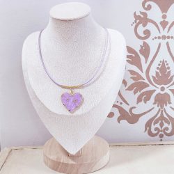 Κολιέ Violet με κορδόνι και καρδιά ατσάλι - Image 2