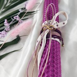 Λαμπάδα μελισσοκέρι κοντή με μακρά βραχιόλι ατσάλι - Image 2