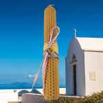 Λαμπάδα φυσικό μελισσοκέρι με μακραμε βραχιόλι ατσάλι