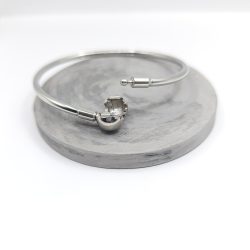 Βραχιόλι ατσάλι σταθερό με κούμπωμα για charm's - Image 2