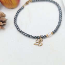 Βραχιόλι με χάντρες αιματίτη και πέρλα