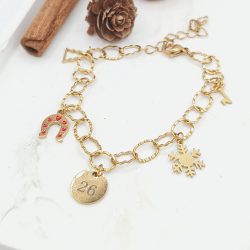 Βραχιόλι γούρι ατσάλι με κρεμαστά charm