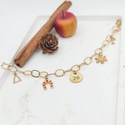 Βραχιόλι γούρι ατσάλι με κρεμαστά charm - Image 2