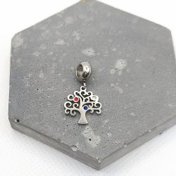Κρεμαστό charm ατσάλι δέντρο με στρας