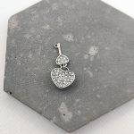 Charm χάντρα ατσάλι καρδιά με στρας και κρεμαστό κλειδί με στρας